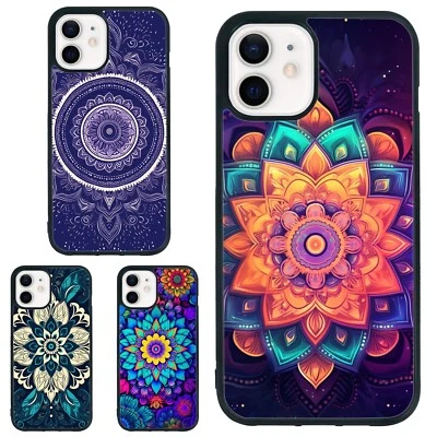 Dustproof abstract lotus flower mandala For Apple iPhone X 10 11 12 13 14 - Image 1 of 4