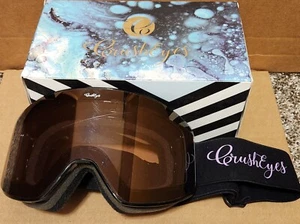 CrushEyes Heavenly Women's Snow Goggles Purple Chrome Lens Open Box Black Frame - Picture 1 of 2