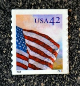2008USA #4232-4235(4234) 42c American Flags PNC Plate Number Coil Single (P1111) - Picture 1 of 1