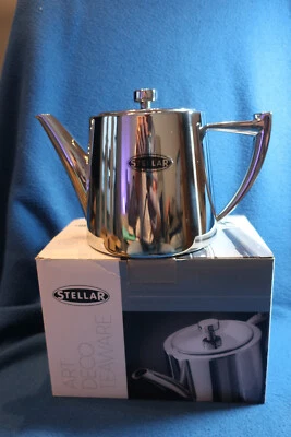 Stellar Art Deco Stainless Steel Traditional Teapot 900ml 4 Cup SC53 BNIDB - Image 1 of 4