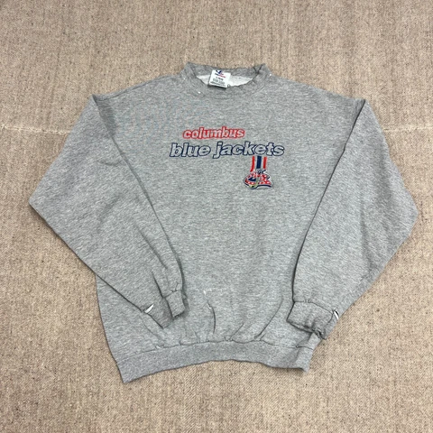 Vintage Columbus Blue Jackets Sweatshirt Mens Large Gray 1990s NHL Hockey Cover
