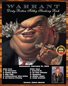 Warrant - Filthy Stinking Rich - Jani Lane - Signed Reprint - Metal Sign 11 x 14 - Picture 1 of 4