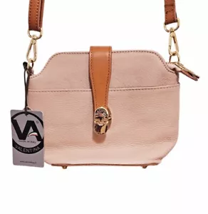 Valentina Leather Crossbody Handbag Pink Pebbled Leather Made In Italy NWT - Picture 1 of 14