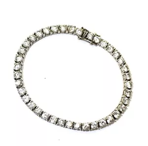 925 sterling silver round cubic zirconia cz gemstone bracelet 13.8g 7 1/8" - Picture 1 of 4