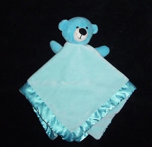 Kids of America Blue Teddy Bear Soft Plush Satin Edge Baby Blanket Lovey - Picture 1 of 3