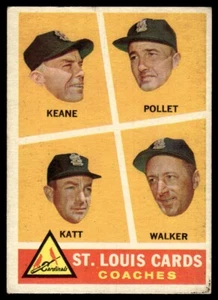1960 Topps Baseball Card Johnny Keane/Howie Pollet/Ray Katt/Harry Walker St. - Picture 1 of 2