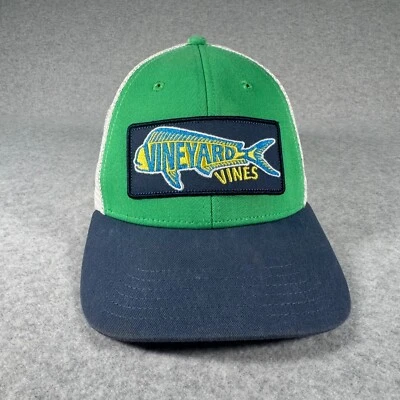 Vineyard Vine Hat Cap Green Trucker Mesh Snapback Adjustable Fish Outdoors Mens - Image 1 of 4