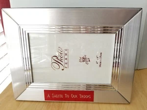 21st Century Silver Plated Desk Frame "A Salute to Our Troops" 4 x 6 NIB - Picture 1 of 3