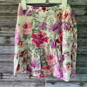 Falda corta Express para mujer talla 6 floral con cremallera lateral nueva con etiquetas - Imagen 1 de 6