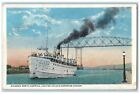 Carte postale 1922 Steamer Amérique du Nord quittant le port supérieur île Mackinac MI