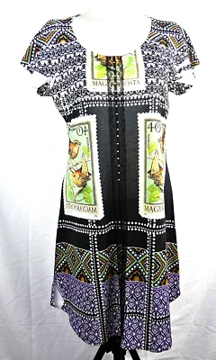 One World Sleep Songbird Stamp Print Short Sleeve Black Purple Sleep Shirt S - Image 1 of 2