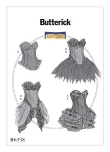 Butterick Sewing Pattern 6338 Curved-Hem Close Fitting Corsets Skirts 6-14 UC - Picture 1 of 5
