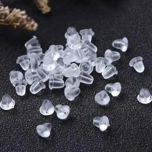 Soft Plastic Silicone Rubber Earring Backs 4mm 20's 50's 100's 200's (2II)* - Picture 1 of 5