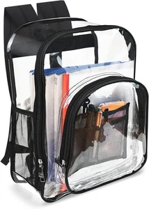 KingBig Clear Backpack Stadium Approved Heavy Duty PVC Bookbag Transparent Bag - Picture 1 of 6