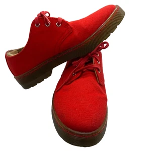 Scarpe Oxford Dr. Martens taglia 5 rosse Gizelle Canvas 3 occhi Rockabilly Whimsigoth - Foto 1 di 15