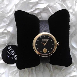 NEW Versus Versace Logo Watch Black & Gold Tone Authentic New in Box - Picture 1 of 6