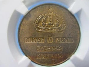 Sweden 5 Ore Copper Coin 1962 / Unused / NGC MS62BN / Authenticity Guarantee - Picture 1 of 5
