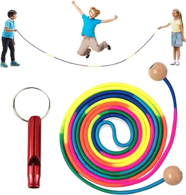 Verstellbares Springseil 5m für Kinder und Erwachsene Holzgriff - Bild 1 von 4