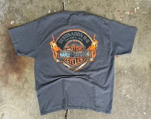 Vintage 00s Harley Davidson Flames Graphic Print Pocket Shirt Men’s Size Large - Picture 1 of 4