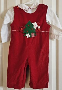 Funtasia Too roter Cord Strampler und Shirt abnehmbarer Weihnachtsbaum Weihnachtsmann Gr. 9 M - Bild 1 von 9