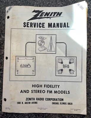 Zenith Service Manual HF30S1 (Supplement 1) High Fidelity and Stereo FM Models - Image 1 of 4