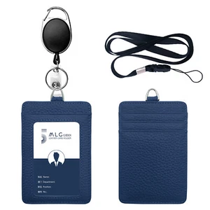 Porta insignia de identificación de trabajo de cuero para hombres y mujeres con cordones de clip (1 pieza) - Imagen 1 de 8