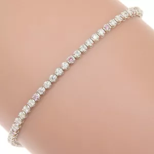 tennis Bracelet K18 white gold/diamond 4.9g unisex - Picture 1 of 6
