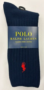 NEW Polo Ralph Lauren Classic Cotton Crew Sock Navy Men's Size 10-13 (8205) - Picture 1 of 3
