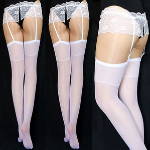 2 pares de medias clásicas de tirantes NOVIA BLANCAS talla universal NUEVO S-XL - Imagen 1 de 2