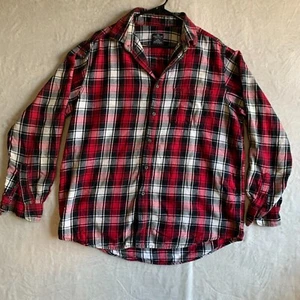 Faded Glory Men's Flannel Shirt Red Black Check Long Sleeve Button Down (L) - Picture 1 of 11