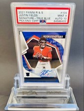 Justin Fields 2020 Rookies & Stars True Blue RC Bears # /49 Pop 1 PSA Auto 10