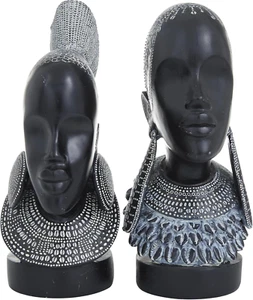 Polystone Woman Decorative Sculpture African Home Decor Statues, Set of 2 Accent - Picture 1 of 8