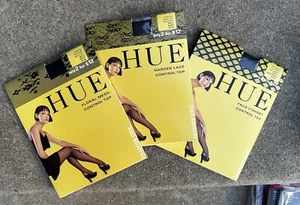 Hue Floral Mesh Control Top Pantyhose Tights 3pk Floral Lace Faux Fishnet Sz M/L - Picture 1 of 3