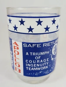 Vintage 1970 Libbey Apollo 13 Safe Return to Earth, Lovell, Haise, Swigert Glass - Picture 1 of 5