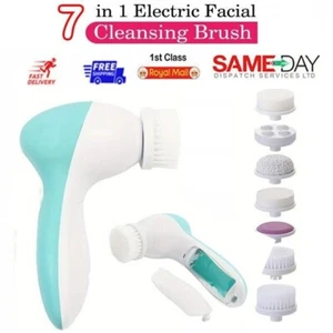 7 in 1 ELECTRIC FACIAL SPA CLEANSING BRUSH BEAUTY FACE BODY CLEANSER EXFOLIATE - Picture 1 of 12