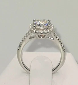 925 STERLING SILVER 18K WHITE GOLD 1.5CT MOISSANITE DVVS1 HALO RING - Picture 1 of 12