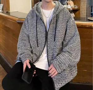 Men's New Fashion Winter Hood Long Sleeve Loose Sweatshirt Jackets Casual Coats - Picture 1 of 18