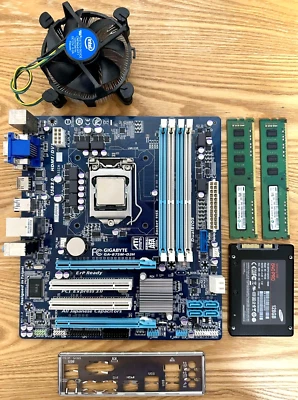 Combo Gigabyte B75 Motherboard With i5-2500 CPU/ 8GB RAM/ 128GB SSD & Cooler - Image 1 of 4