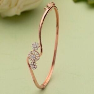 0.50Ct Round Lab-Created Diamond Engagement Bangle Bracelet 14K Rose Gold Plated