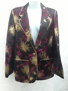 Charlotte Ford II Jacket Blazer Size 14 Metallic Black Gold & Pink Brocade 80's - Picture 1 of 19