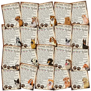 PERSONALISED Dog Breed Cute Retro Metal Shabby-Chic Tin Sign Wall Plaque - Picture 1 of 56