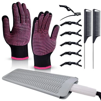 Heat Gloves for Hair Styling, Heat Resistant Gloves with Accessory, 1 Pair set - Image 1 of 4