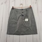 Nau Motil Skirt Womens 4 Gray Cotton Blend Pockets Button Front Short