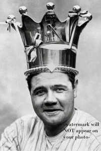 Crazy Babe Ruth Crown PHOTO Home Run King of Swat New York Yankees Sultan 1921 - Picture 1 of 2