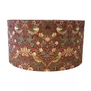New Lampshade Handmade in UK - William Morris Strawberry Thief Red Fabric - Picture 1 of 2