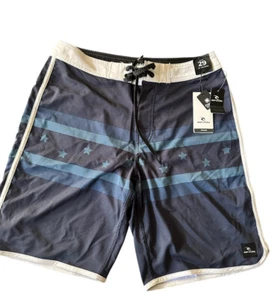 Rip Curl Mirage Mens Surf Swim Beach Board Shorts Striped USA Flag Blue Sz 29 - Picture 1 of 12