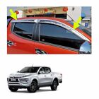 Door Visor Weather Guard Silver, Black Fits Mitsubishi L200 Triton MQ 2019 2020
