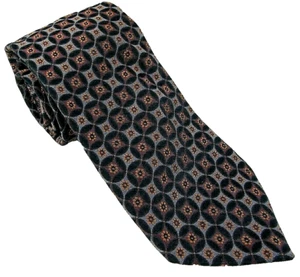 IKE BEHAR Mens Self Tipped Silk Tie Geometric Floral Link 3 7/8"x 60" Blue USA - Picture 1 of 4