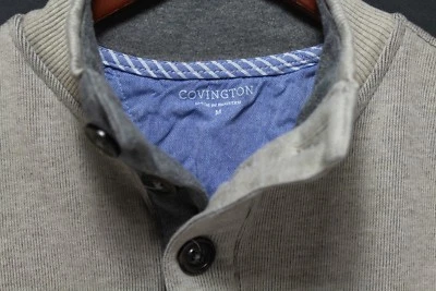 Suéter para hombre Covington Henley gris tejido manga larga suéter talla M Foto 1 de 4