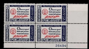 US Scott #1139, Plate Block #26494 1960 Washington 4c FVF MNH Lower Right - Picture 1 of 1